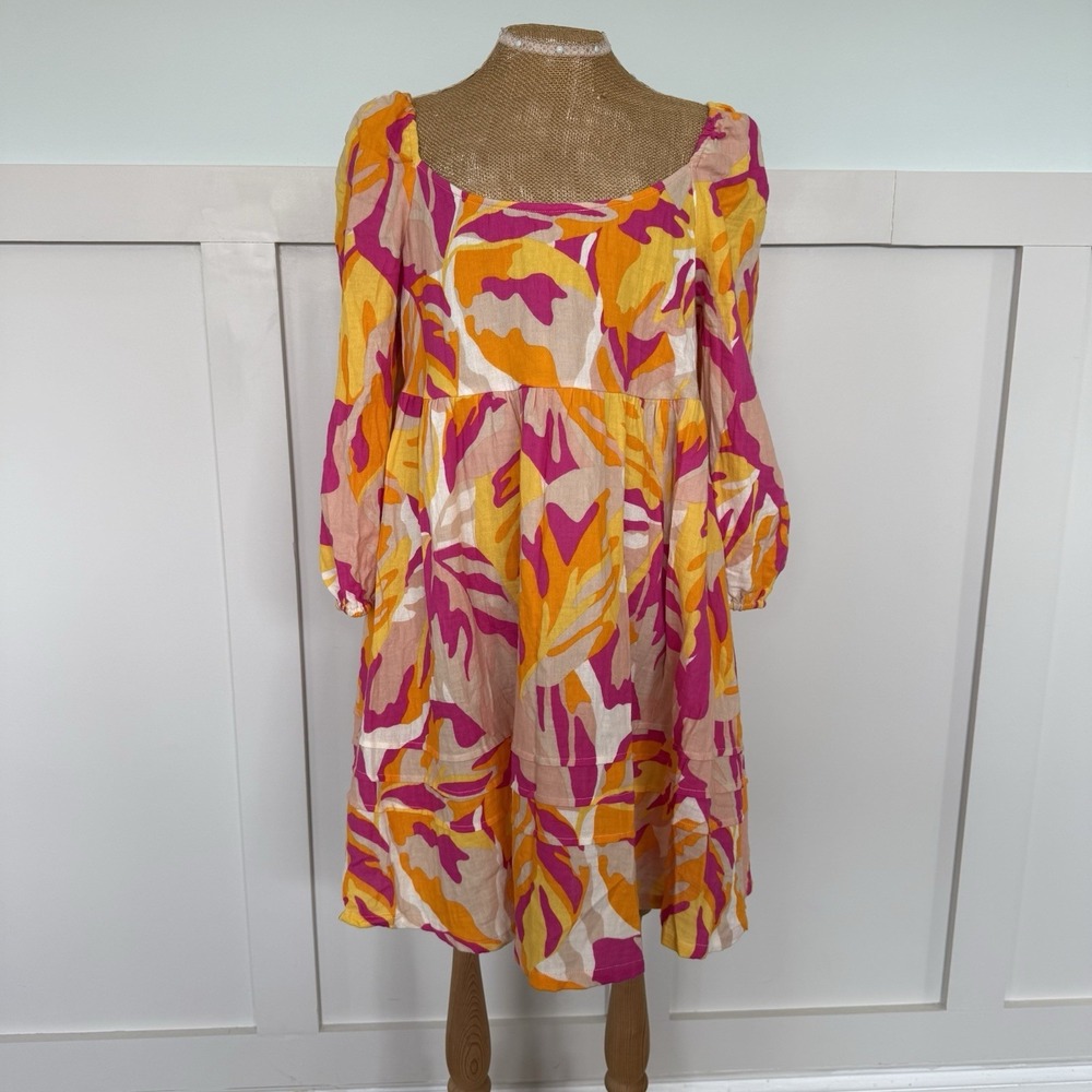 Anthropologie Sanctuary NWT Summer Swing Dress XS Oversized Colorful Puff Sleeve